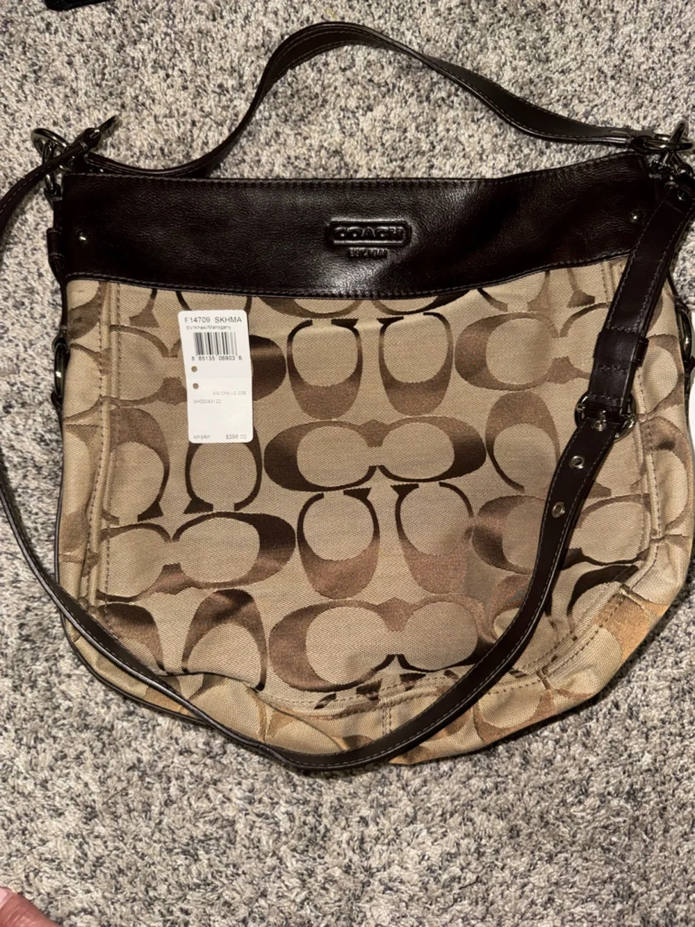 Coach Signature Canvas Leather Hobo Bag Brown Tan Shoulder Purse Classic